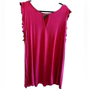 Lane Bryant Pink Sleeveless Shirt w/ Ruffle Sleeve and Keyhole. Size 22/24.